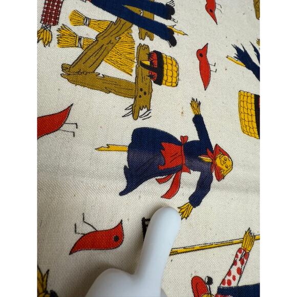 Fall Fabric VTG Scarecrow Birds Rake Farm Fencepost Thanksgiving PLZ READ!!! - Picture 7 of 11